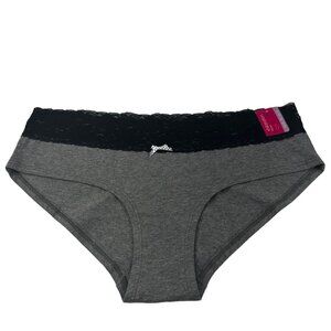 Xhilaration Women's Size XL 15-17 Panty Hipster Lace Waistband Gray Black New
